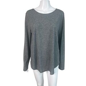 Under Armour Womens Top Large Gray Long Sleeve Keyhole Back Performance NWT